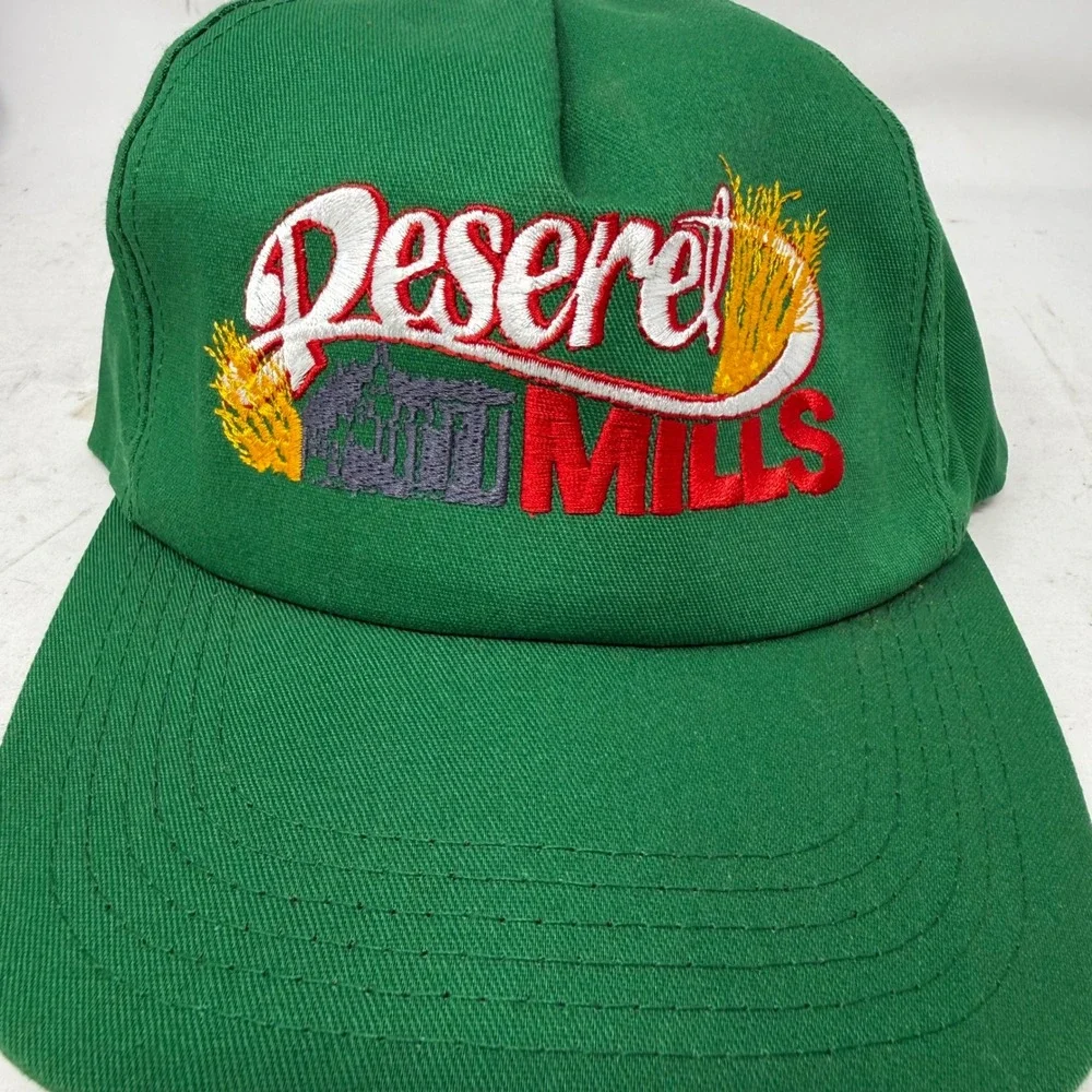 Vintage K-Products Deseret Mills Trucker Hat Green Snapback Made in USA Mens Cap